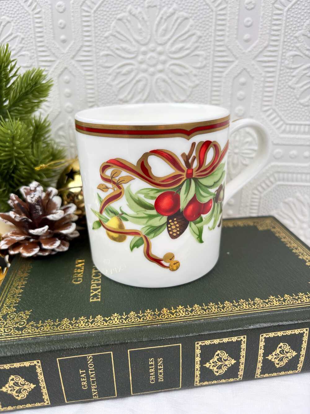 Vintage Tiffany & Co. Christmas Mug Holiday Garland Japan